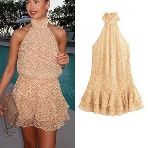 Zara Chic Halter Neck Ruffle Dress